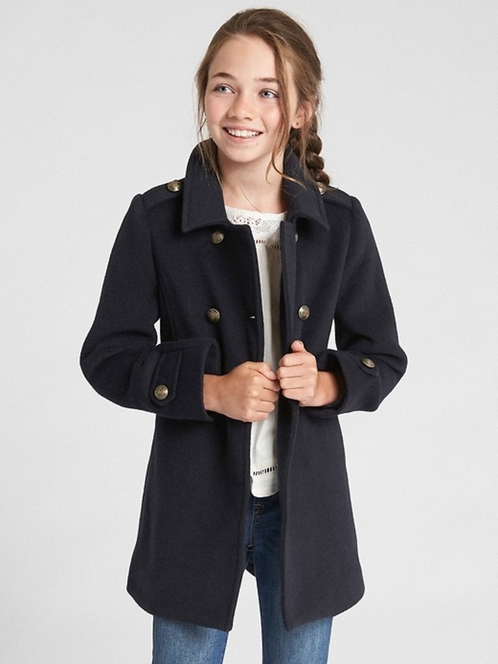GAP Navy Double-Breasted Girls' Peacoat